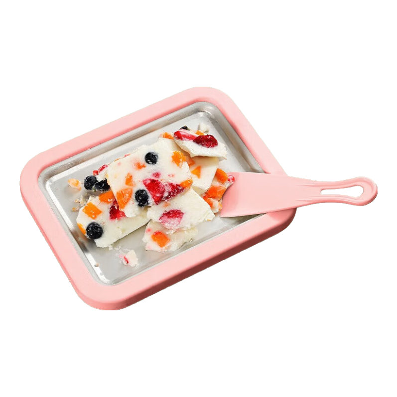 杰凯诺炒酸奶机炒冰机家用迷你儿童自制DIY冰淇淋炒冰酸奶机免插电 粉色