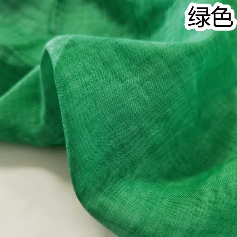 高支苎麻布料 夏季薄款纯苎麻布料纯色高支透气棉麻亚麻 绿色(一米价)