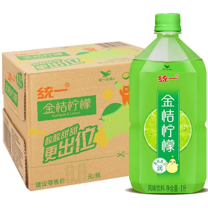 统一金桔柠檬茶 500ml*15瓶/1l*8瓶大瓶装 整箱规格可选 柠檬风味饮料