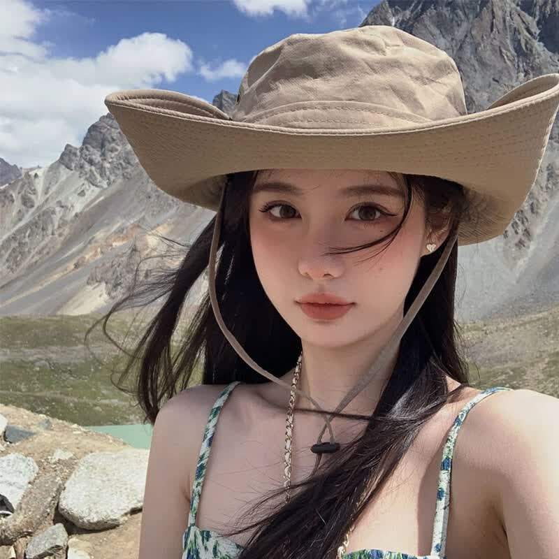 叕二叕登山帽女士西部牛仔帽子男遮阳帽户外帽渔夫帽露营爬山旅游旅行 卡其色高性价比高么？