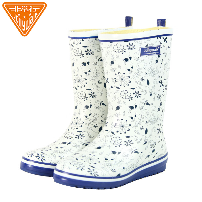 jolly walk非常行雨鞋女中筒春夏水鞋雨靴女式时尚防滑防水耐磨加厚