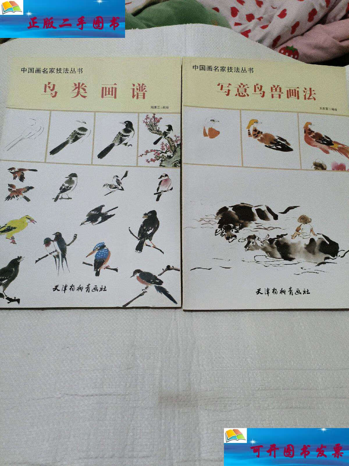 【二手9成新】中国写意画入门轻松学:鸟类画谱 写意鸟兽化法,两本合售