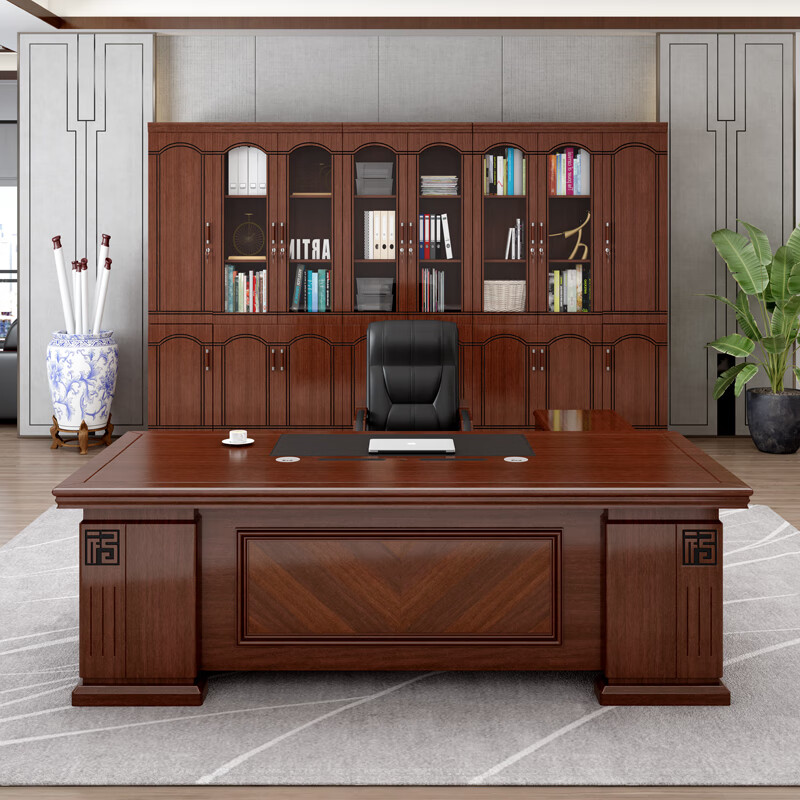 立伦 新款老板桌办公桌新中式大班台办公室办公家具 820#1.8米单桌不带副柜