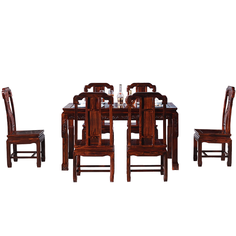 祥蕴阁红木家具 印尼黑酸枝(学名:阔叶黄檀)国色天香西餐桌实木餐厅饭桌组合 西餐桌