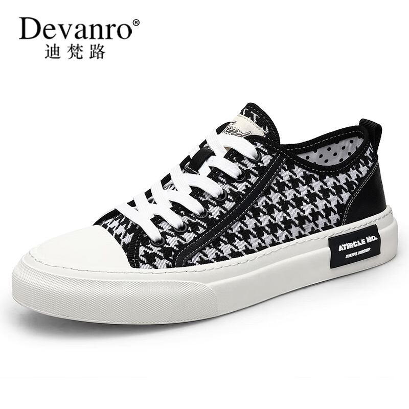迪梵路(devanro)品牌奢侈帆布鞋男2024秋季新款透气板鞋时尚潮流休闲