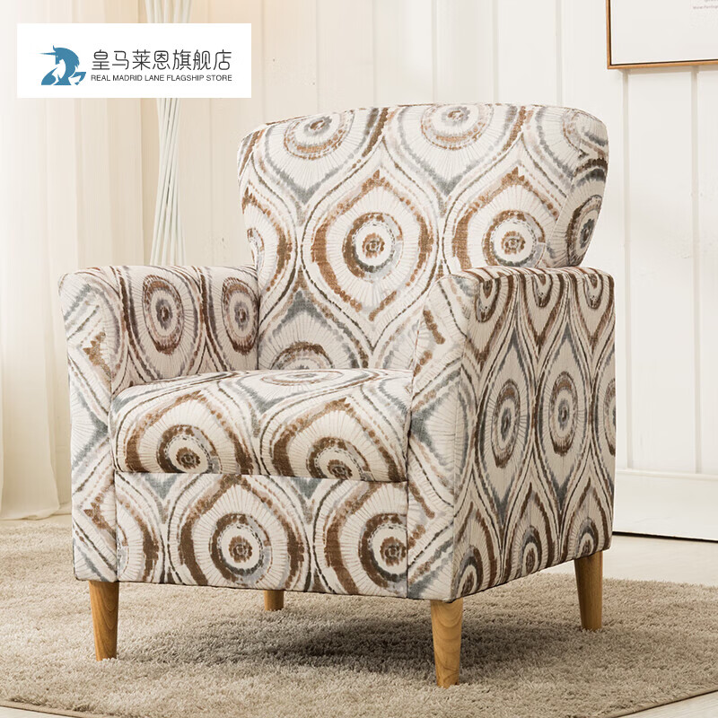 文枝单个沙发一人位沙发沙发布艺北欧客厅沙发美式老虎椅复古 深灰