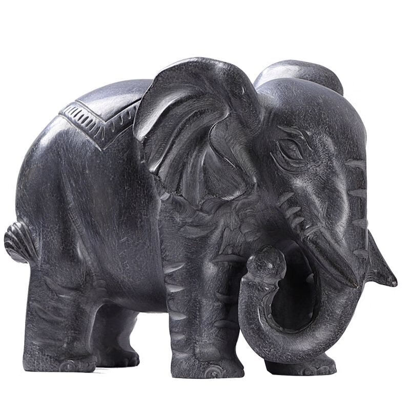 石雕石头青石大象摆件一对家用小象门前门口看门庭院原石雕刻石象