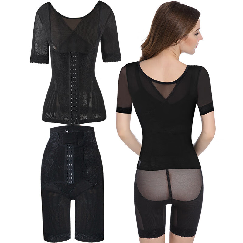 kz ck日本韩国品牌女士产后塑身衣香港潮牌短袖三排扣分体束身衣收腹