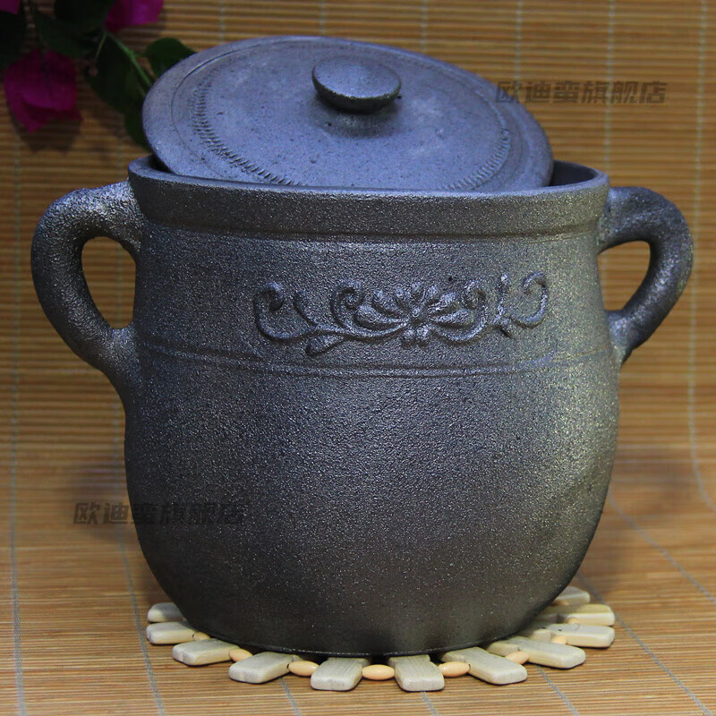 钵至卤肉专用锅 卤锅家用荥经黑砂锅炖锅家用燃气煮粥煲汤明火特大号