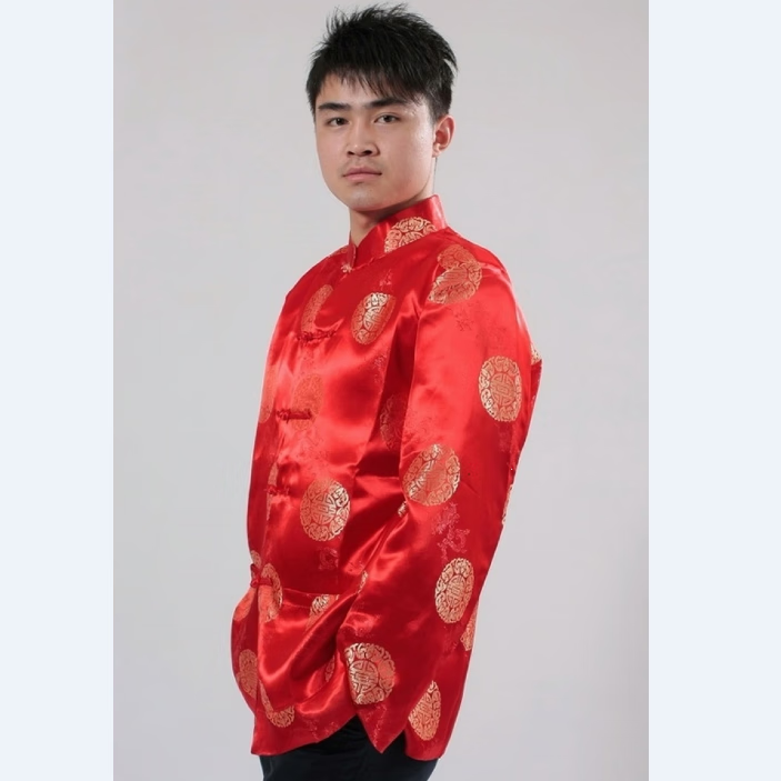 sudeebioy伴郎服套装中式男士青年唐装拍照长袖喜庆生日结婚礼服伴郎