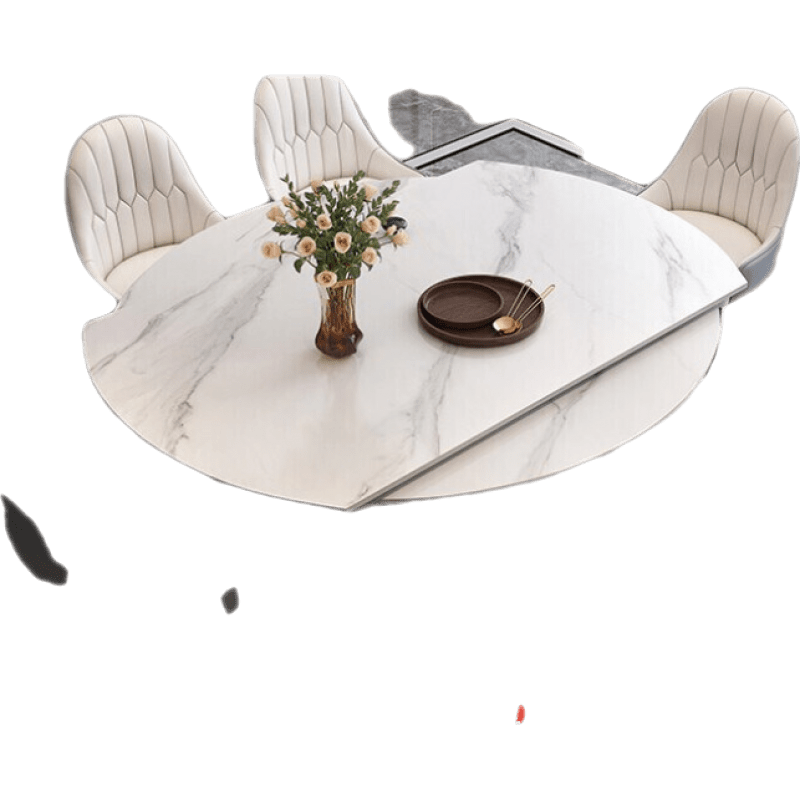 【领神卷1000元】迪伦公馆 餐桌 意式极简可伸缩岩板餐桌家用小户型餐桌圆餐桌北欧现代简约桌子吃饭 1.3米哑光岩板圆形伸缩餐桌 单餐桌