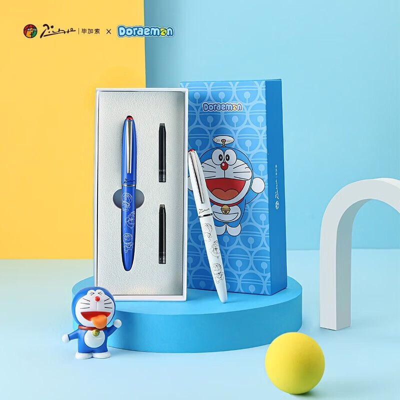 毕加索（pimio）钢笔730哆啦A梦机器猫经典系列钢笔男女学生练字墨水笔生日节日送礼礼品钢笔可刻字 毕加索730哆啦A梦钢笔套装【经典蓝】