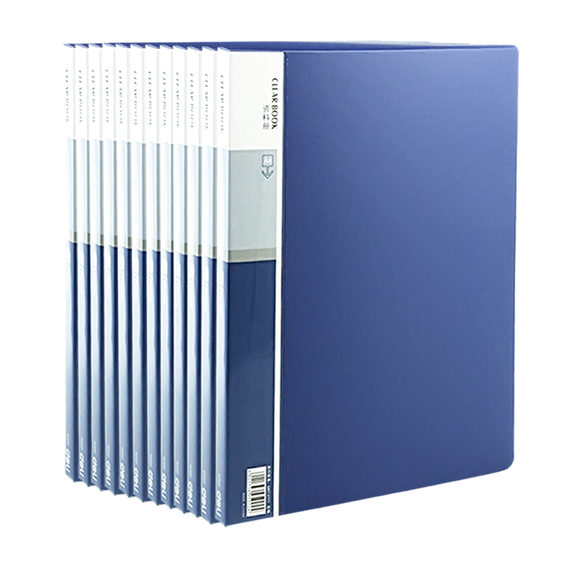 得力(deli)12只A4/20页资料册中小学生考试文件收纳册活页插袋文件夹文件保护办公用品P05002