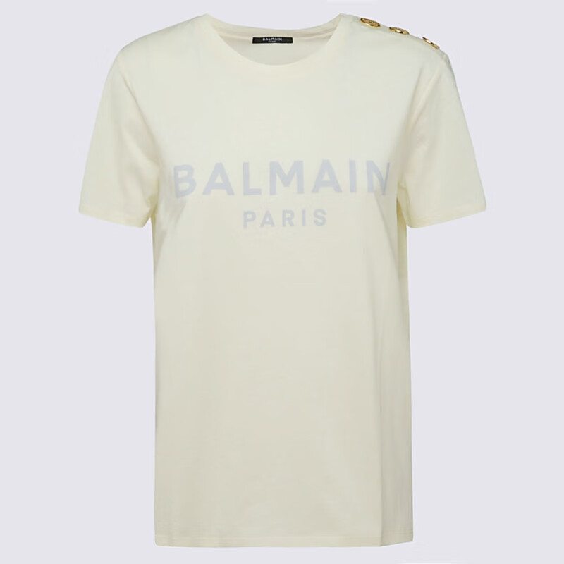 欧洲直采 BALMAIN/巴尔曼 女装女士T恤YF0EF005BB02 IBE 米白色 L