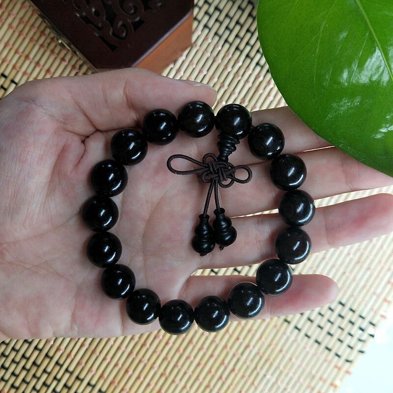 溪春水黑檀木手串正宗乌木紫光檀佛珠手链男士女款天然文玩108颗念珠