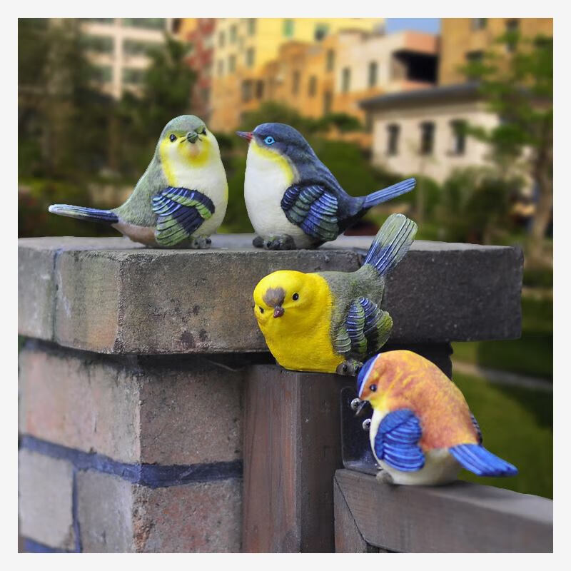 法漫玫花园摆件创意家居装饰 可爱鸟窝仿真小鸟摆件 客厅桌面摆件 一