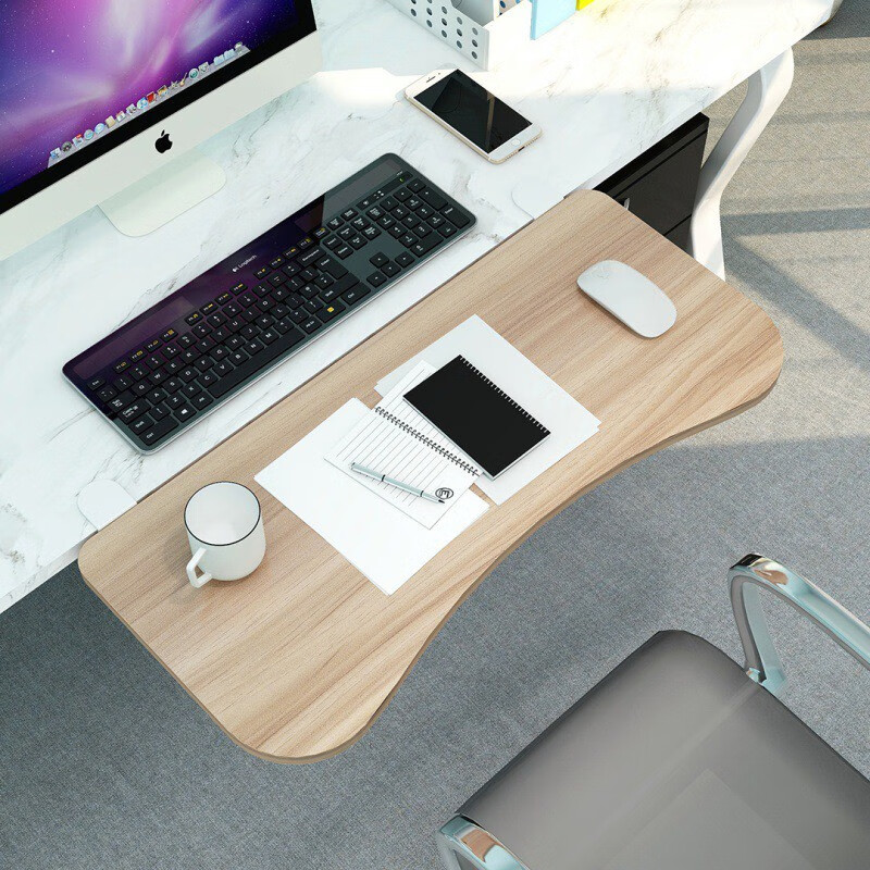 元良键盘托架免打孔 桌面延长板延伸加长加宽板键盘支架电脑桌子折叠板侧面托架 胡桃65*25CM 米弧款
