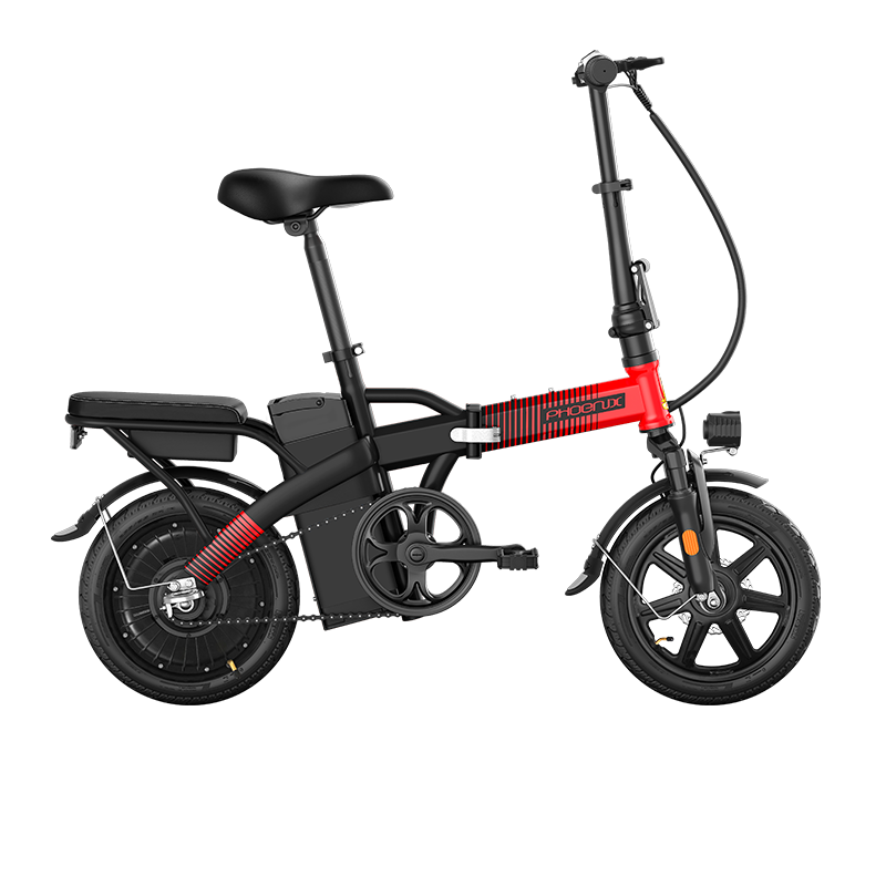凤凰（Phoenix）锂电池电动车48V14寸智能电动自行车折叠式迷你型代驾电瓶车 飞鹿 黑红-电动续航32km 1069元