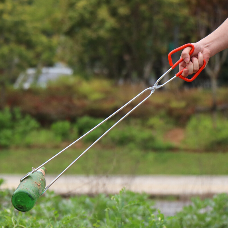 加长火钳 炭火煤球钳子垃圾夹拾物器不锈钢火钳家用加长夹捡垃圾的