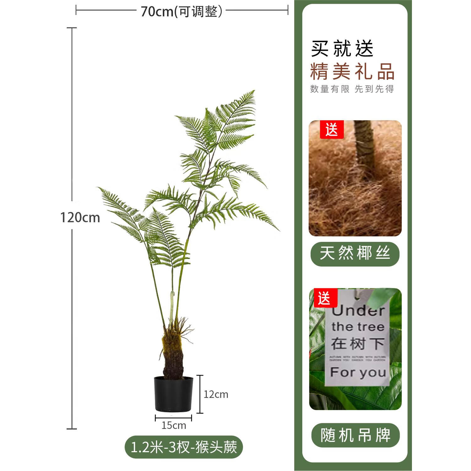 大型仿真金丝猴阙绿植物蕨树仿生假蕨树室内客厅造景盆栽摆件 1