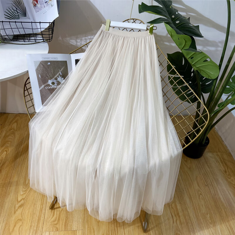 零虹初中高中少女学生夏天穿的网纱纱莎莎沙沙下半身裙子中长款春黑色