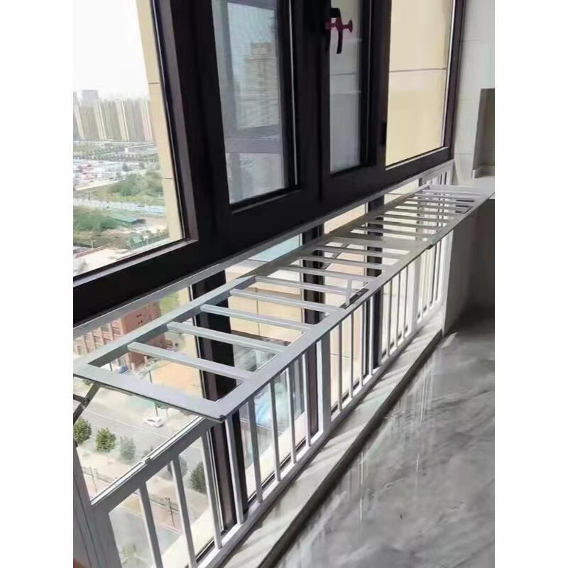 语森忆多功能折叠防护栏杆晾衣架阳台内防盗窗晒被子铝合金上下开启合