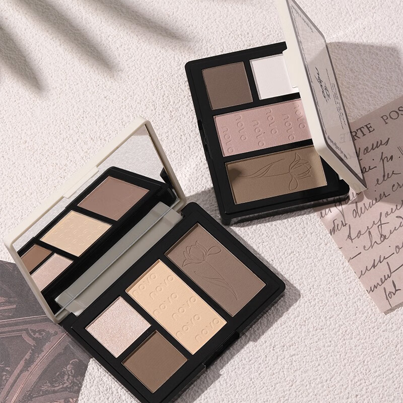 NOVO修颜盘高光修容盘修颜阴影鼻影侧影哑光珠光双重质地全脸修容盘 01#黄调自然盘