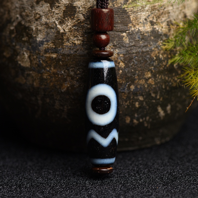 卫城西藏至纯老天珠息增怀诛天珠挂件蓝沁包浆油润男女项坠饰品