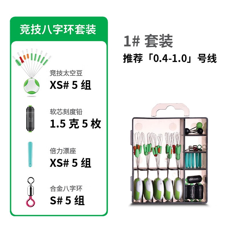 一帆精工硅膠太空豆套裝圓柱形防纏繞定位競(jìng)技漁具垂釣魚(yú)具小配件 1#競(jìng)技套裝【適合0.4-1.0】5組裝
