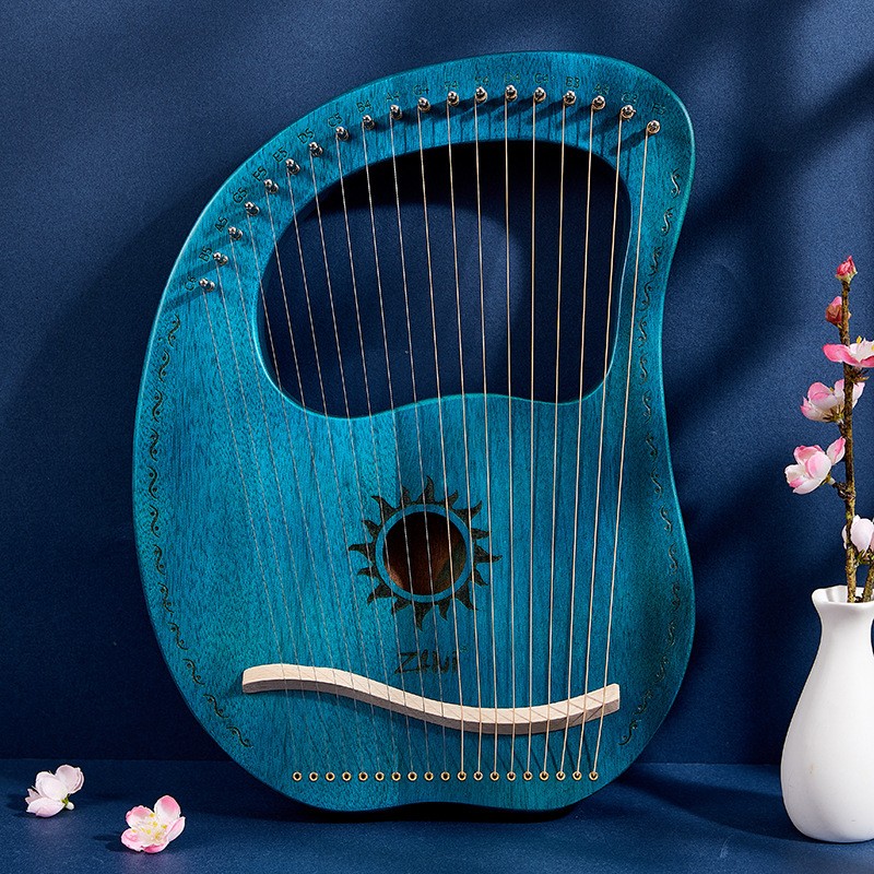 zani莱雅琴小竖琴乐器初学者简单易学便携式小型里拉琴箜篌 19弦太阳神箱式-透蓝色