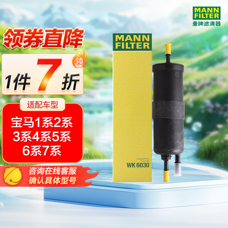 曼牌（MANNFILTER）燃油滤清器汽油滤芯汽油滤WK6030宝马1-7系X1X2X3华晨1/2/35/X1X3