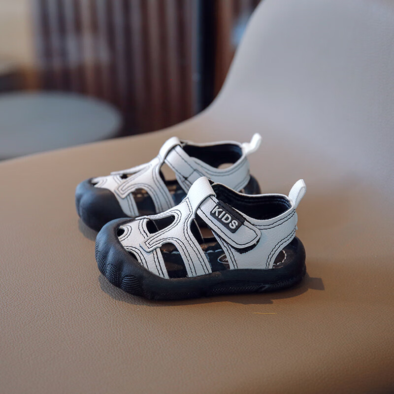 凉鞋宝宝鞋子0-1-4岁半小童包头婴儿软底儿童防滑学步鞋 白色 20码 鞋