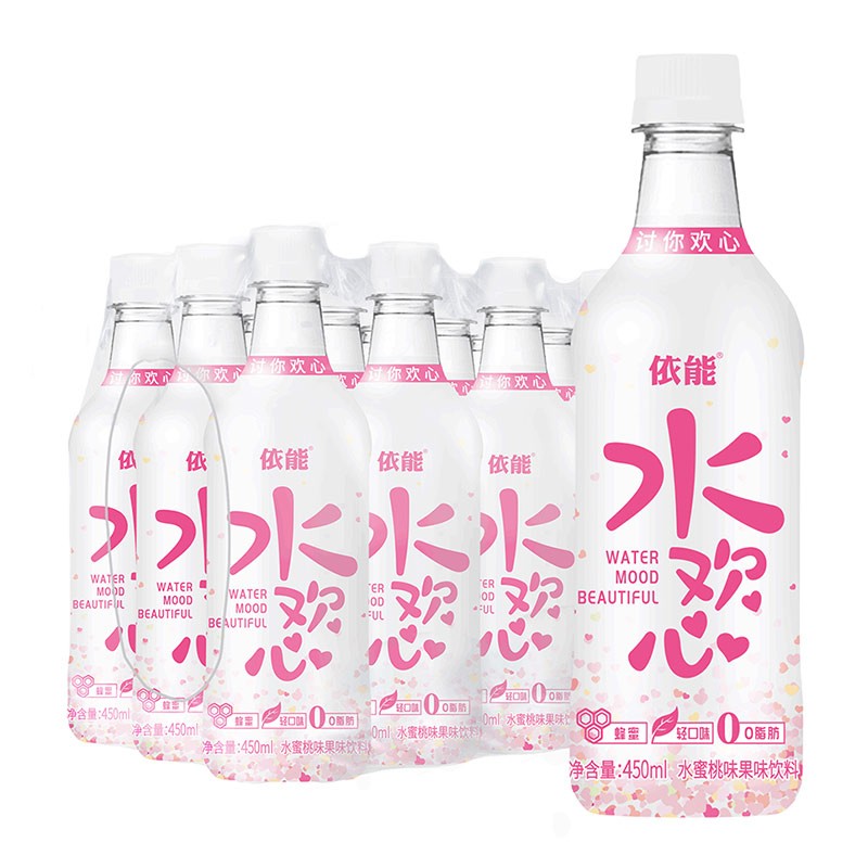 依能 水欢心 蜜桃 果味饮料 450ml*15瓶 塑膜量贩装 蜜桃味 450ml*15