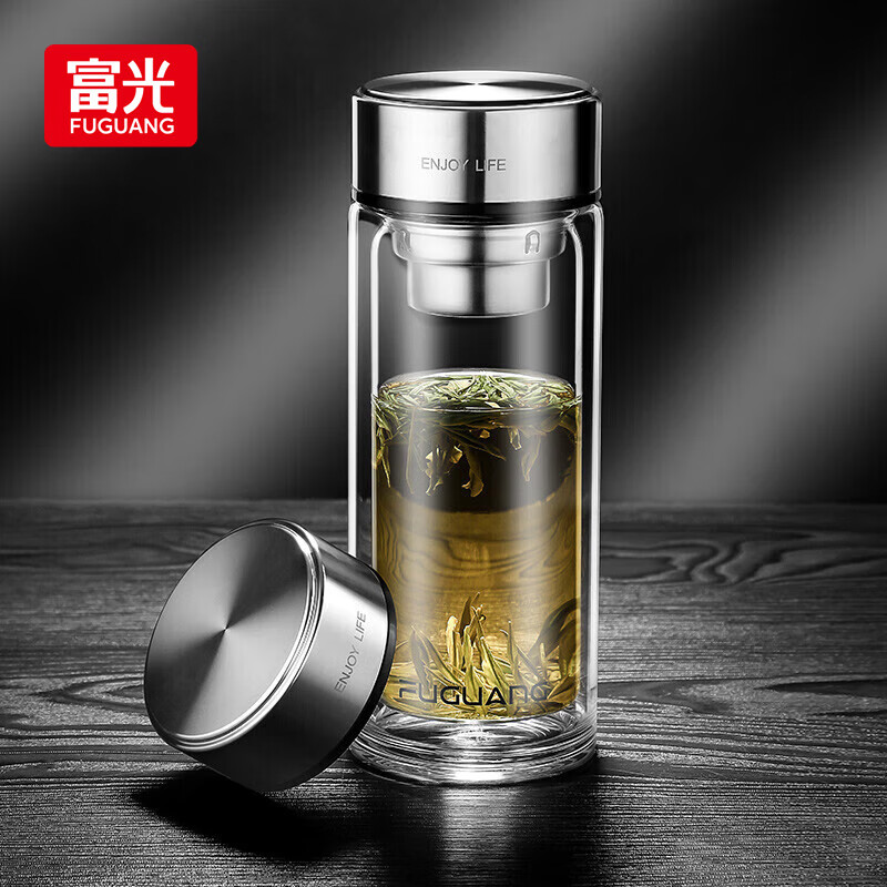 富光玻璃杯双层 带茶隔大容量隔热茶杯高档商务泡茶车载水杯透明杯子高性价比高么？