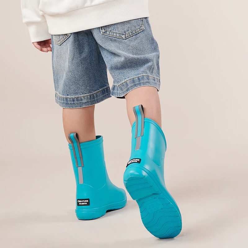 CREATURE HABITS儿童雨鞋男孩防滑轻便宝宝雨靴水鞋女童防水雨鞋套 黑色 36 ，35-36码，内长(23.7cm)