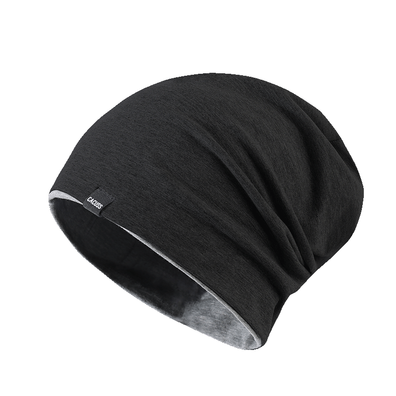 CACUSS帽子男薄款棉包头帽套头帽月子帽空调帽黑色深灰大号