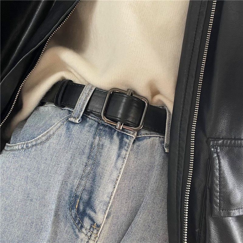 畅印机车风皮带男潮酷复古腰带无孔装饰皮带大学生免打孔pu腰带复古