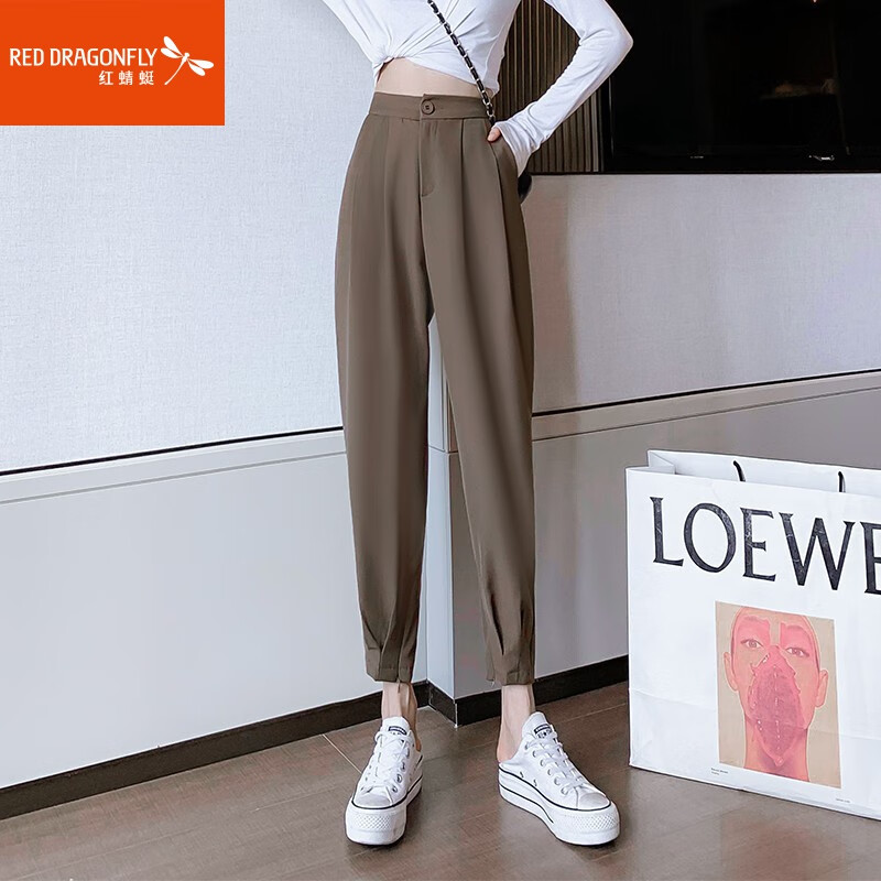 小脚裤纯色松紧腰显瘦时尚百搭女装哈伦裤黑色西装裤九分裤子烟管裤