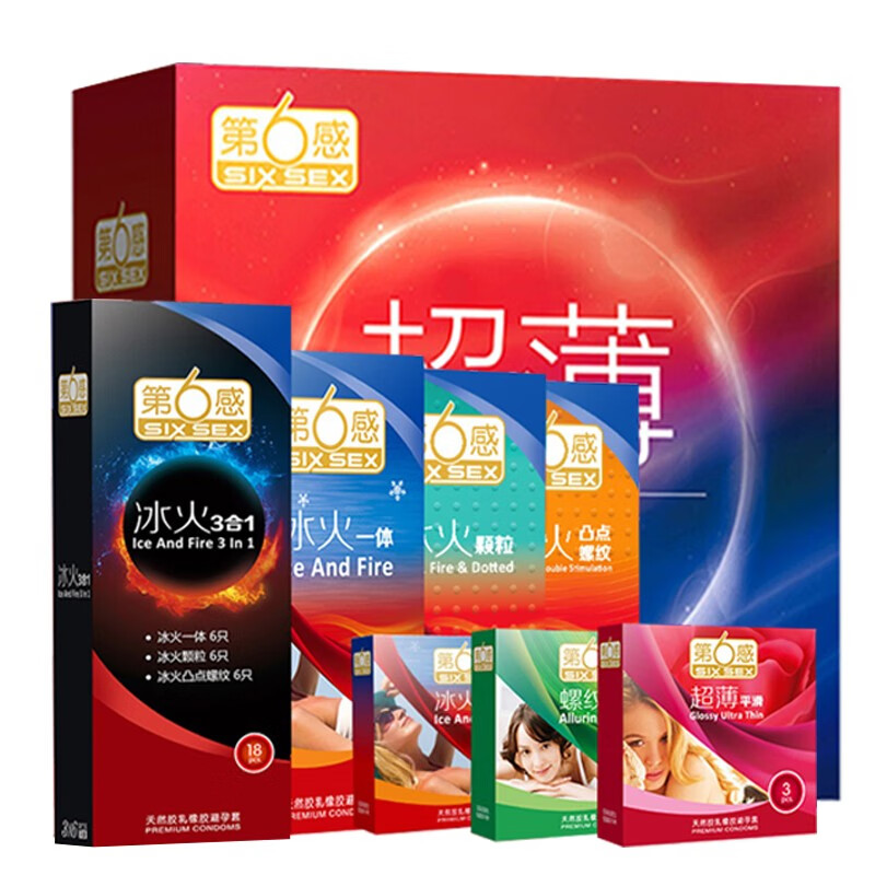 第六感超薄72片冰火果味螺纹果香颗粒超滑安全套男用-避孕套价格走势和用户口碑评测