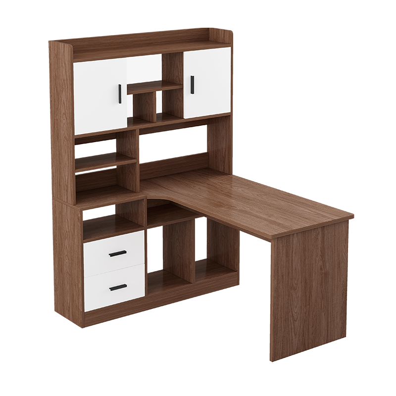 瑞象 电脑台式桌书桌书柜一体学生家用卧室简易书架组合学习转角写字桌 胡桃木120*82*77CM(左边款)