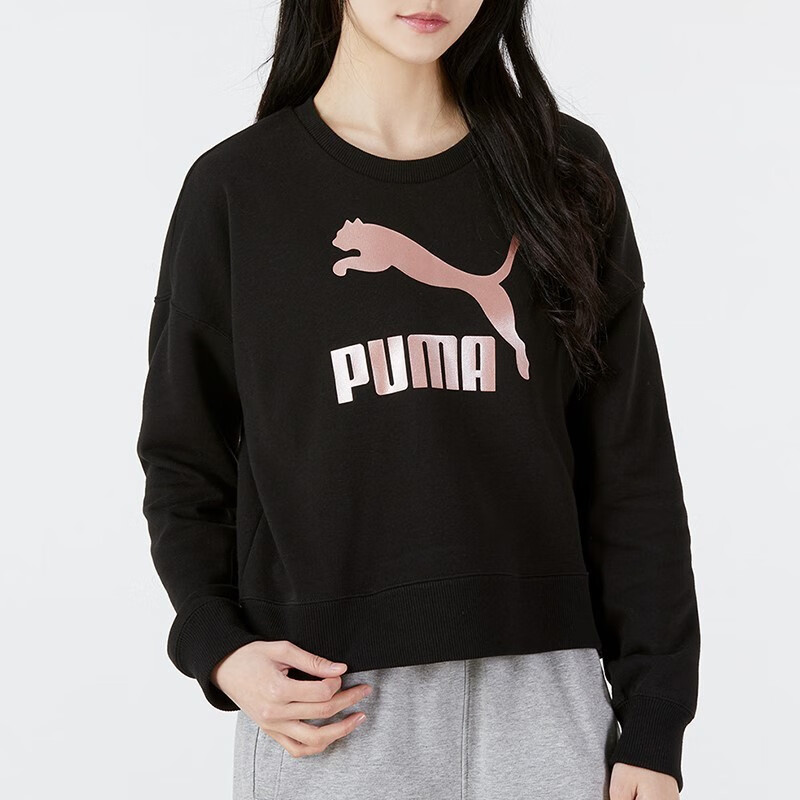 彪马(puma) 新品女装拼接撞色圆领宽松运动服套头衫卫衣 535276-01 l