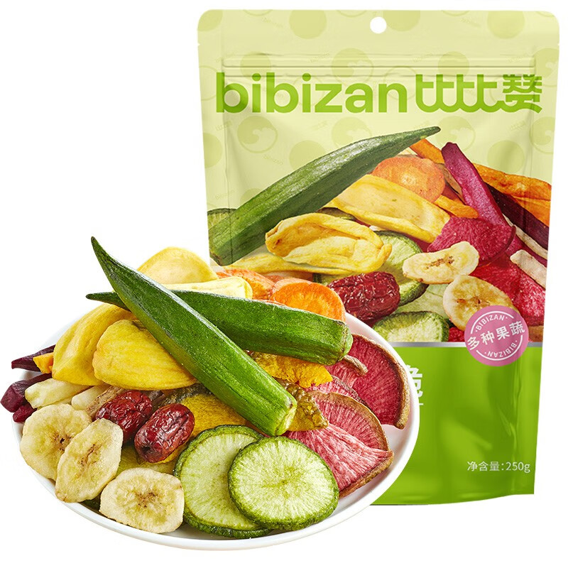 bi bi zan 比比赞 BIBIZAN）冻干柠檬片干泡水喝蜂蜜水果茶冲泡饮料夏日饮品健康 什锦果蔬脆125g