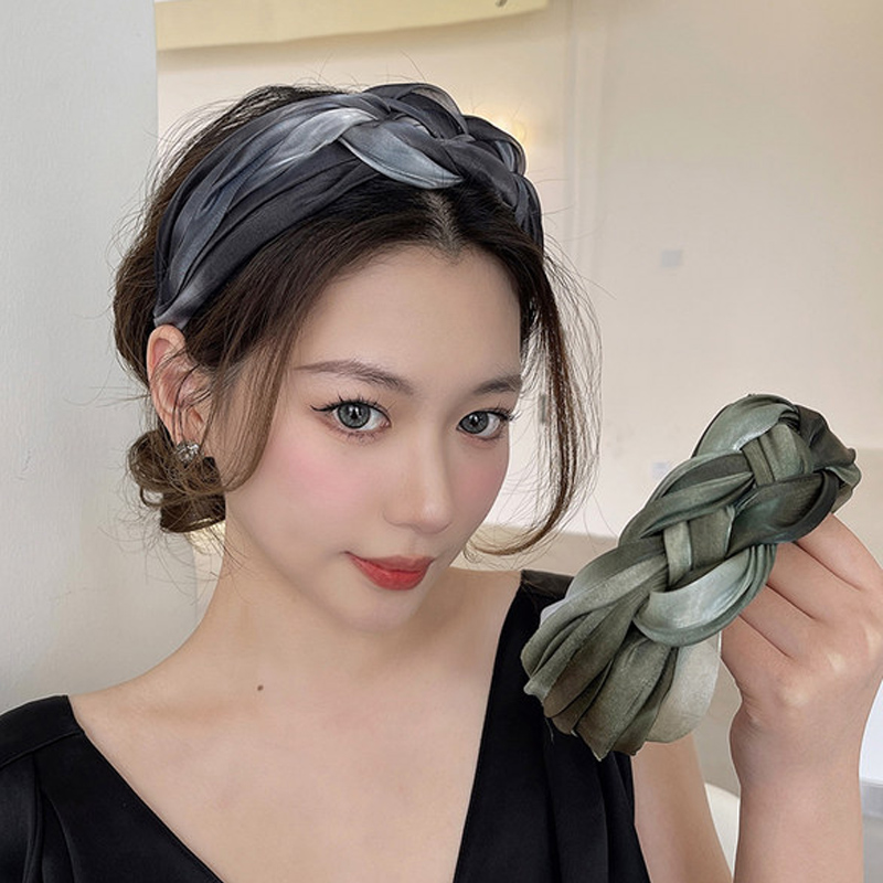 目柔 韩国细闪纱辫子发箍女款夏季百搭头饰高级感外出压发宽边头箍