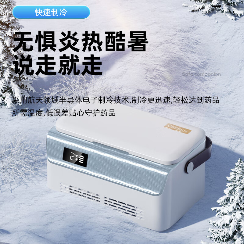 酷宝;COOLBOX胰岛素冷藏盒便携式迷你小冰箱旅行充电式车载保鲜药品疫苗恒温箱 双层提手双电池12小时 车家两用 4L