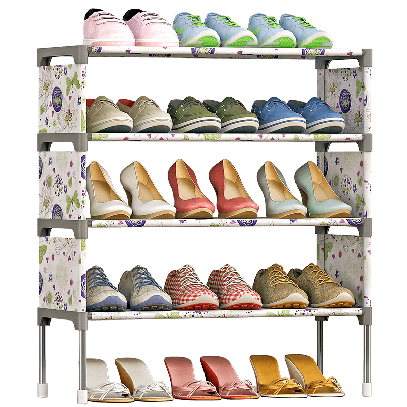 索尔诺维洛家 简易多层鞋架 组装防尘鞋柜简约现代铁艺收纳架玄关卧室门口多功能鞋架宿舍寝室加固耐用鞋架 荷塘花