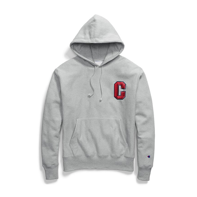 champion 冠军秋冬男装rw系列横向编织纯色简约刺绣大c标连帽套头加绒