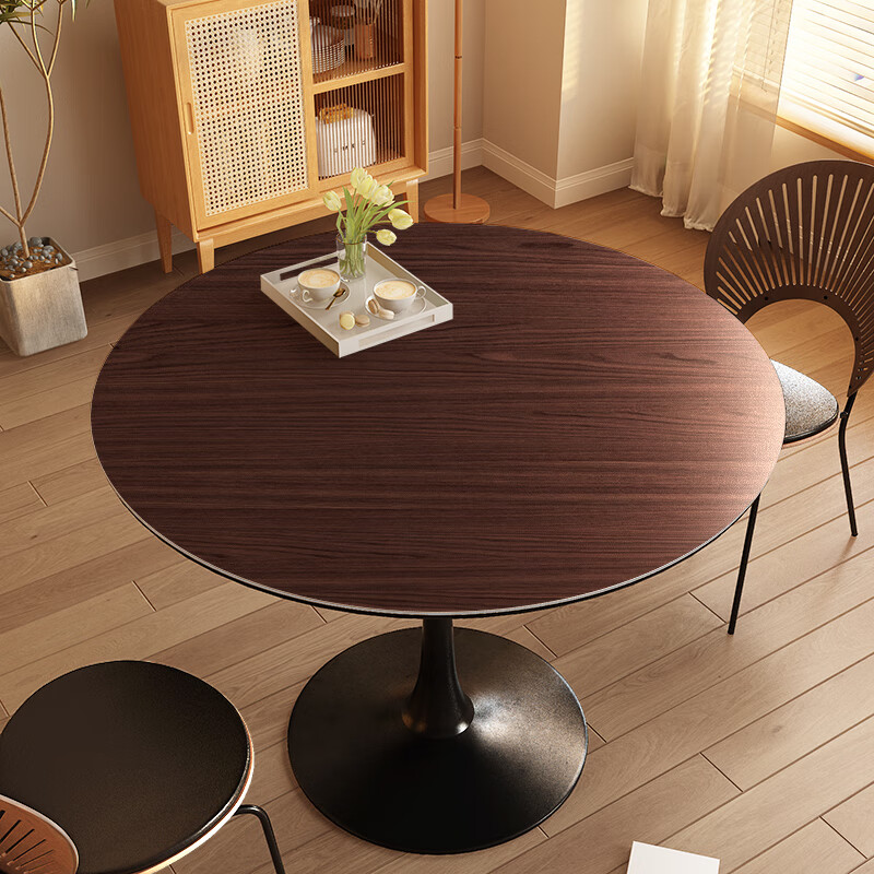 油防烫桌面圆形台布皮革桌布餐桌垫 am-18深胡桃木 定制尺寸(需改价)