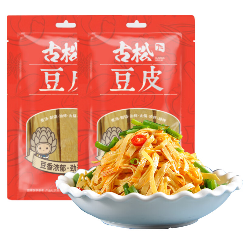 古松干豆皮110g  腐皮豆腐皮干货手工黄豆制品凉拌炒菜火锅麻辣烫食材 干豆皮 110g*2袋