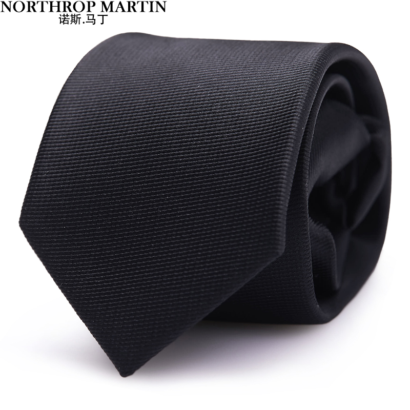 诺斯.马丁黑色领带男拉链一易拉得免打结懒人6.5cm宽 黑色