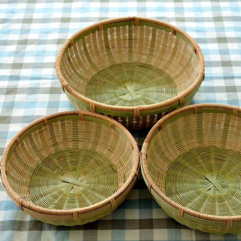 优依福盛馒头的竹篮子竹编精编织篓空水果篮馒头筐野藤收口竹篮子家用